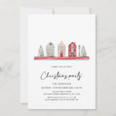 Schattigee huizen Foto Kerstfeest Uitnodiging (Voorkant)