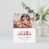 Schattigee huizen in de traditionele kerstkleuren  briefkaart (Staand voorkant)
