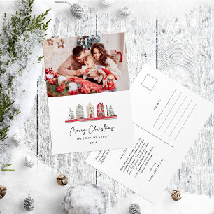 Schattigee huizen in de traditionele kerstkleuren  briefkaart