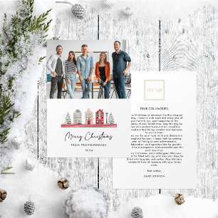 Schattigee Huizen in Kerstmis Kleuren Foto Bedrijf Feestdagenkaart