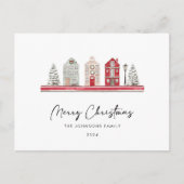 Schattigee huizen in traditionele kerstkleuren briefkaart (Voorkant)