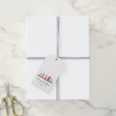 Schattigee huizen in traditionele kerstkleuren cadeaulabel (Met Touw)