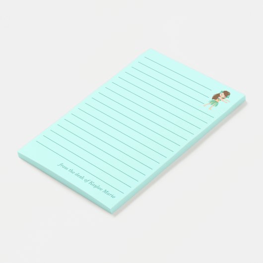 Schattigee Hula Dancer Meisje Custom Tropisch Blau Post-it® Notes (Schuin)