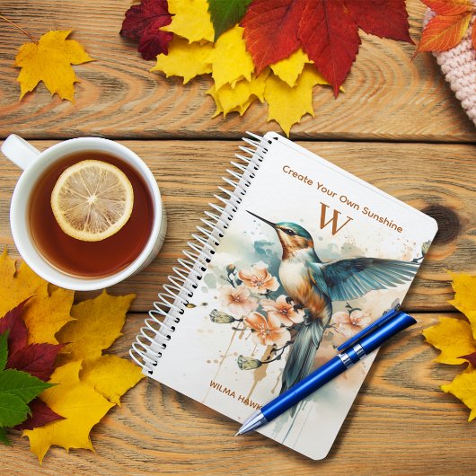 Schattigee Hummingbird Monogram aangepaste naam ge Notitieboek