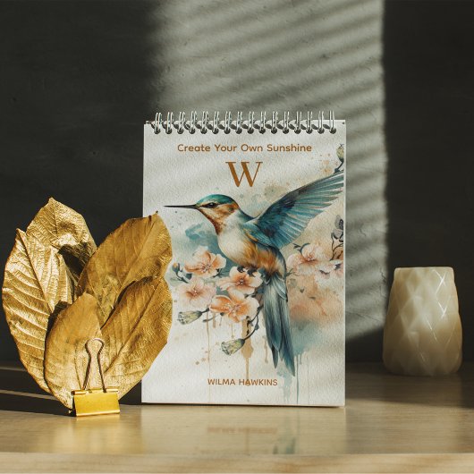 Schattigee Hummingbird Monogram aangepaste naam ge Notitieboek