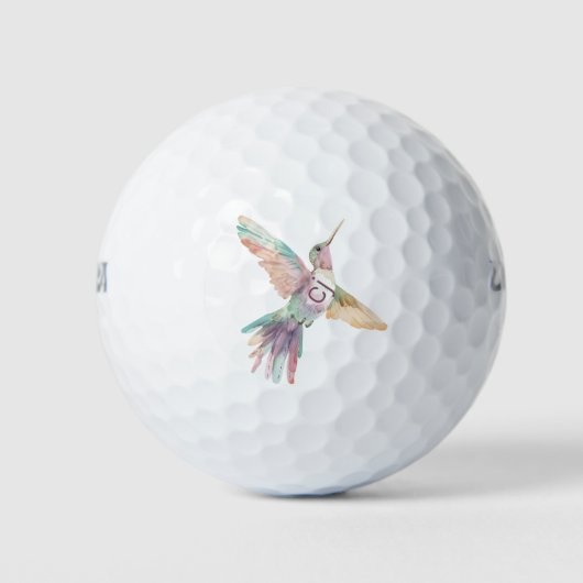 Schattigee Hummingbird Waterverf Illustratie Monog Golfballen (Voorkant)