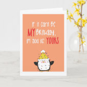 Schattigee humor pinguïn Gelukkige Verjaardag Kaart (Gele Bloem)