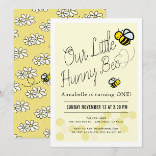 Schattigee Hunny Bee Yellow 1e Verjaardagsfeest Kaart