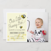 Schattigee Hunny Bee Yellow Foto 1e Verjaardagsfee Kaart (Voorkant)