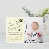 Schattigee Hunny Bee Yellow Foto 1e Verjaardagsfee Kaart (Staand voorkant)