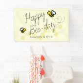 Schattigee Hunny Bee Yellow Girl Verjaardag Welkom Spandoek (Insitu)