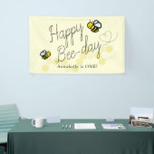 Schattigee Hunny Bee Yellow Girl Verjaardag Welkom Spandoek (Beurs)