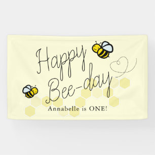 Schattigee Hunny Bee Yellow Girl Verjaardag Welkom Spandoek