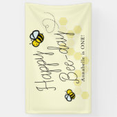 Schattigee Hunny Bee Yellow Girl Verjaardag Welkom Spandoek (Verticaal)