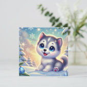 Schattigee Husky Christmas Kaart (Staand voorkant)