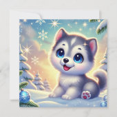 Schattigee Husky Christmas Kaart (Voorkant)