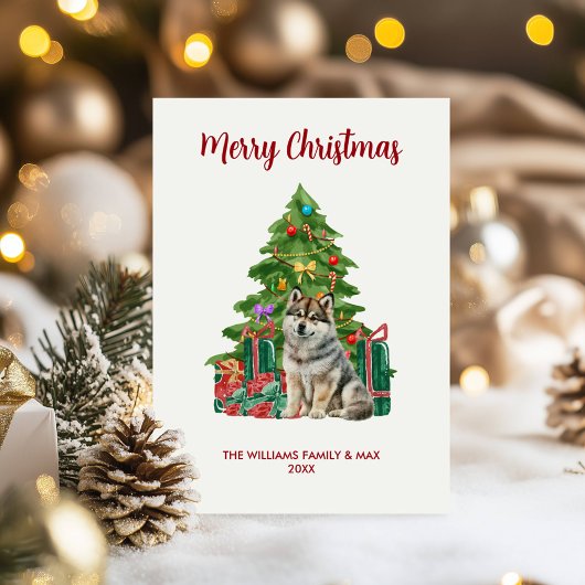 Schattigee Husky Dog Family Kerstmis Feestdagenkaart