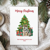 Schattigee Husky Dog Family Kerstmis Feestdagenkaart