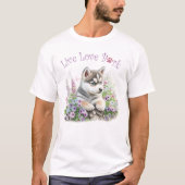 Schattigee Husky Dog Floral T-shirt (Voorkant)