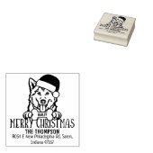 Schattigee Husky Dog Merry Christmas Retouradres Rubberstempel (Gestempeld)
