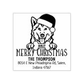 Schattigee Husky Dog Merry Christmas Retouradres Rubberstempel (Afrduk)