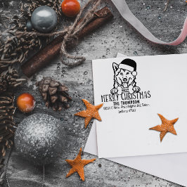 Schattigee Husky Dog Merry Christmas Retouradres Rubberstempel
