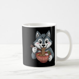 Schattigee Husky Eten Ramen Japans Kawaii Dog Nood Koffiemok