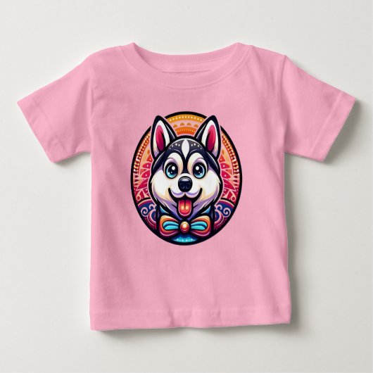 Schattigee Husky geïllustreerd in Mandala stijl (Voorkant)