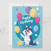 Schattigee Husky Happy Birthday Feestdagenkaart (Voorkant)