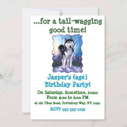 Schattigee Husky Party Magnetische Uitnodiging (Voorkant)