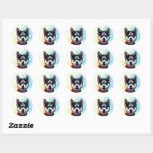 Schattigee Husky Puppy Dog Illustratie Ronde Sticker (Vel)