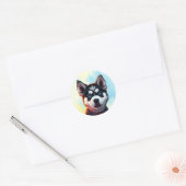 Schattigee Husky Puppy Dog Illustratie Ronde Sticker (Envelop)