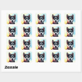 Schattigee Husky Puppy Dog Illustratie Vierkante Sticker (Vel)