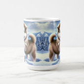 Schattigee Husky Puppy Spelen in het besneeuwde wi Koffiemok (Center)