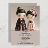 Schattigee huwelijksuitnodiging in Japan Kaart (Voorkant / Achterkant)
