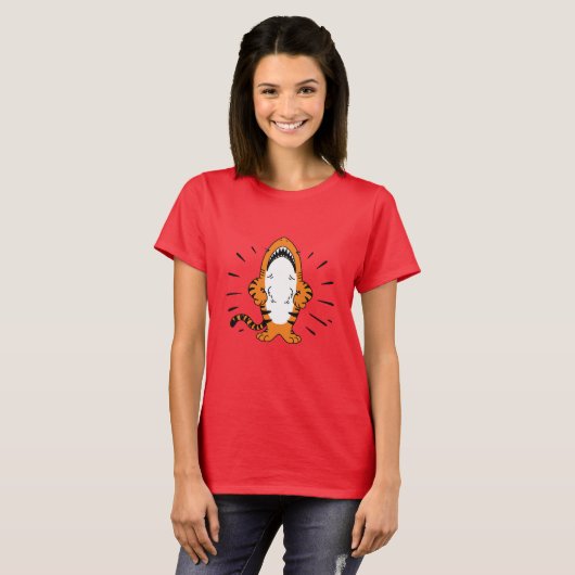 SCHATTIGEE HYBRIDE SHARK TIGER CARTOON T-SHIRT (Voorkant volledig)