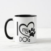 Schattigee "I Love My Dog" Mok, aangepaste Paw Har Mok (Links)
