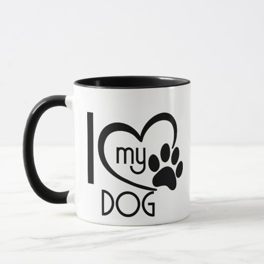 Schattigee "I Love My Dog" Mok, aangepaste Paw Har Mok (Links)