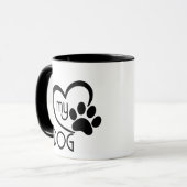 Schattigee "I Love My Dog" Mok, aangepaste Paw Har Mok (Voorkant links)