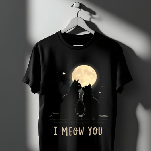 Schattigee 'I Meow You' Pun Black Cats in Love T-shirt