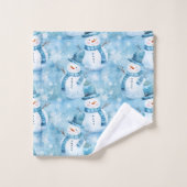 Schattigee Ice Blue Snowman en sneeuwvlokken Bad Handdoek (Wasdoekje)