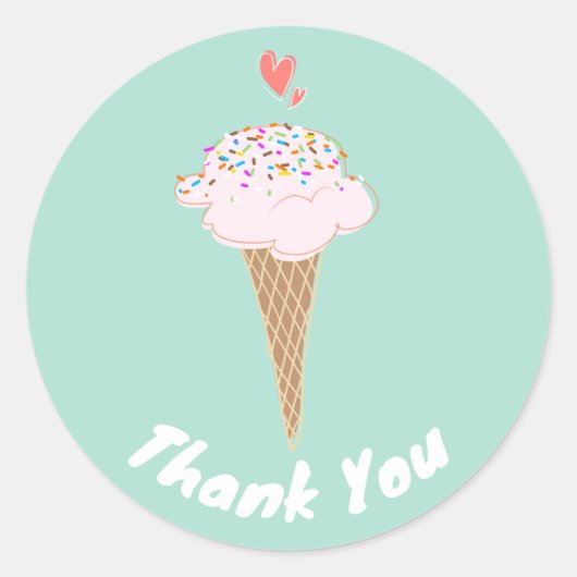 Schattigee Ice Cream Cone Dank u Ronde Sticker (Voorkant)