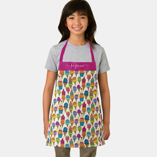 Schattigee Ice Cream Cones Witte Dessert Patroon N Schort (Insitu)