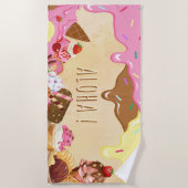 Schattigee Ice Cream Custom Naam Strandlaken (Voorkant)