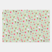 Schattigee Ice Cream Party met de hand geïllustree Inpakpapier Vel (Voorkant 3)