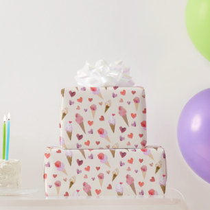 Schattigee Ice Cream Party Retro-geïnspireerde Ori Cadeaupapier