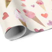 Schattigee Ice Cream Party Retro-geïnspireerde Ori Cadeaupapier (Rol Hoek)