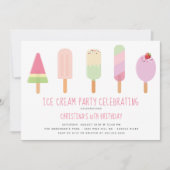 Schattigee Ice Cream Party verjaardagsuitnodiging Kaart (Voorkant)