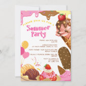 Schattigee Ice Cream Summer Party uitnodiging (Voorkant)