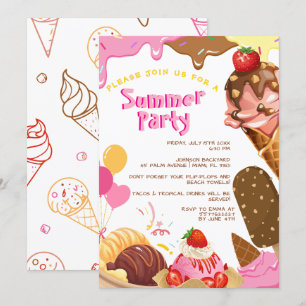 Schattigee Ice Cream Summer Party uitnodiging